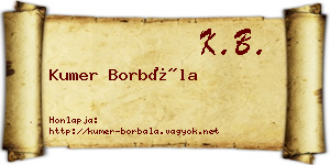 Kumer Borbála névjegykártya